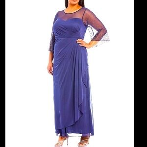 NEW ALEX EVENING Illusion Jewel Neck Mesh Gown